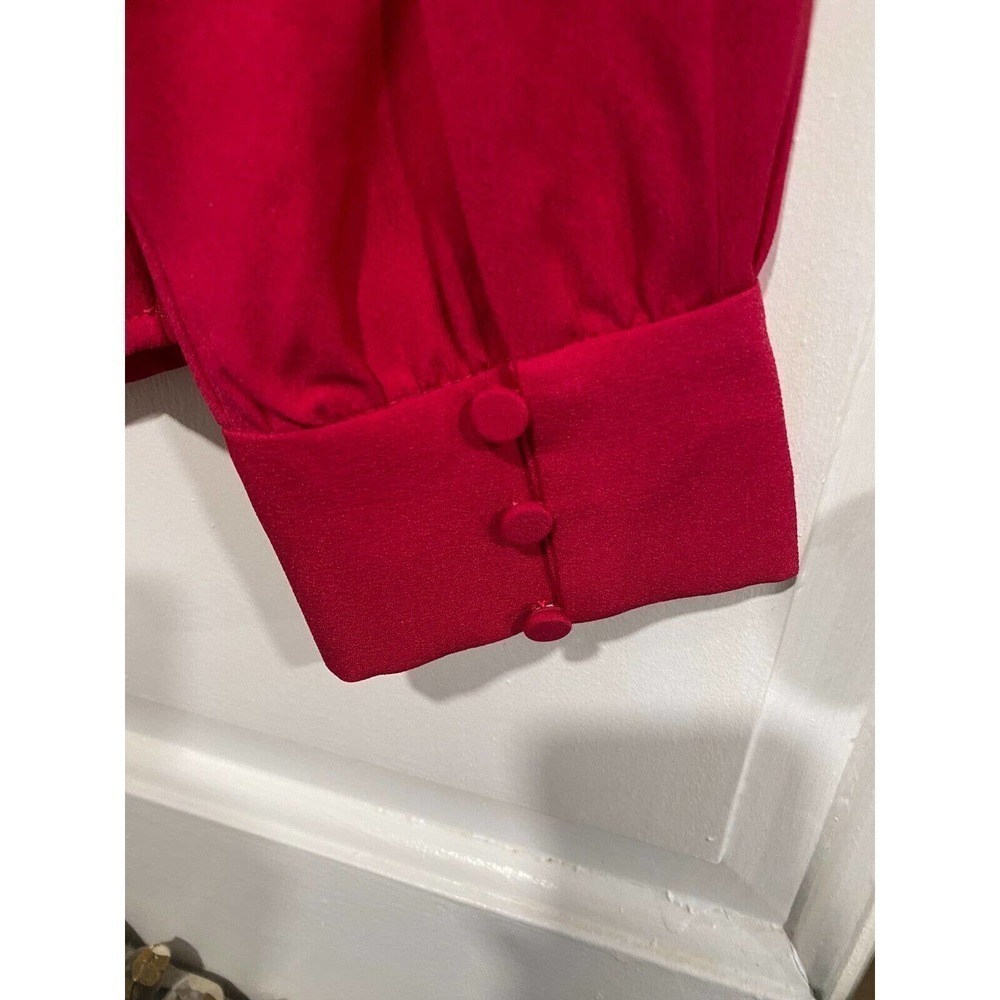 J Crew - Ruffled band V neck collar hot pink occasion blouse women's size XS - Picture 4 of 4